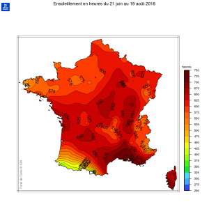 Une carte du soleil en france par région